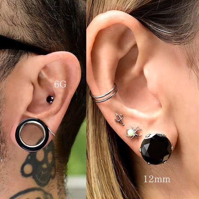 ボディピアス 立爪 ブラック 6G 4G ジルコニアピアス プラグ つけっ
