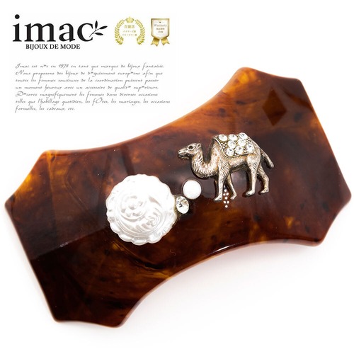 バレッタ パール ラインストーン ホワイト ブラウン クリアカラー ローズ らくだ 留金9cm 146923