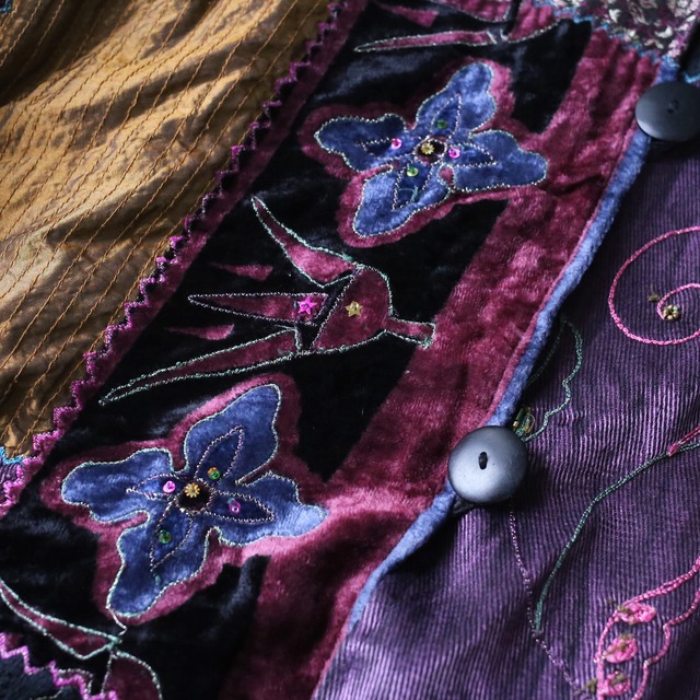 "刺繍" multi fabric switching design over silhouette special jacket