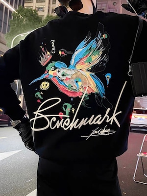 ARTISTIC BIRD PICTURE PRINT SWEATSHIRT  K0117