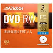 ビクター(Victor) くり返し録画用 DVD-RW VHW12NP5J1 (片面1層/1-2倍速/5枚)