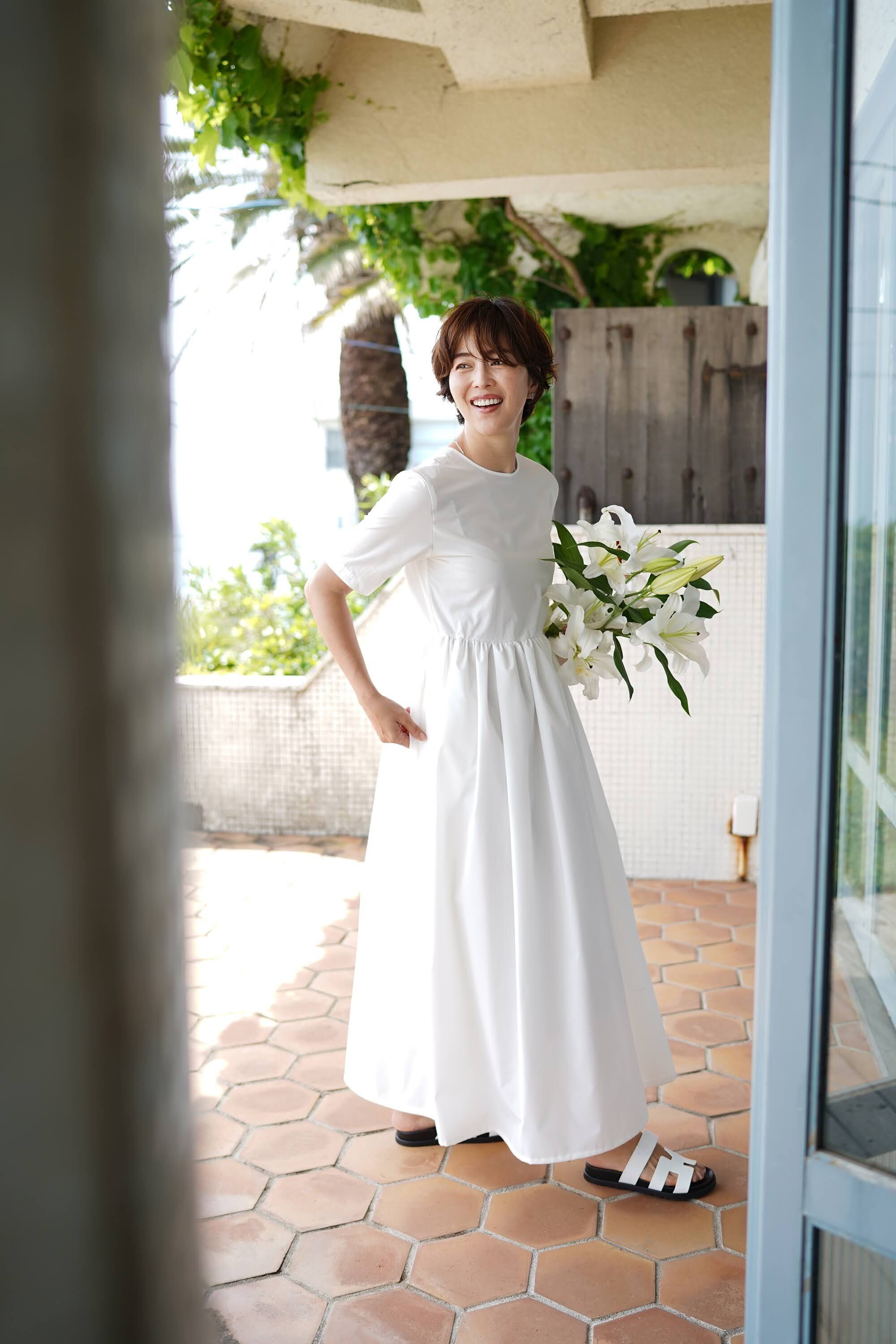 the9shop 鈴木六夏EVERYDAY DRESS Iong ホワイト｜半袖 