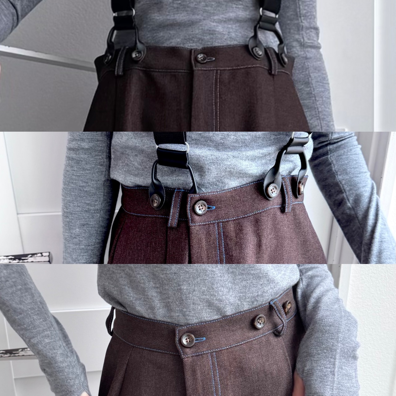 special price【9月上旬発送】[3piece] color stitch set/brown