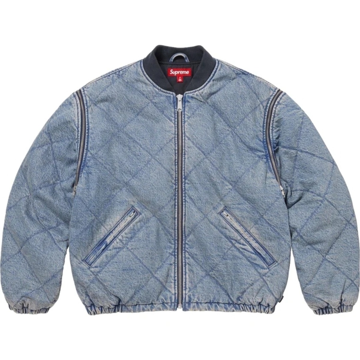 SUPREME ZIP-OFF SLEEVE QUILTED BOMBER JACKET-DENIM | kmoji