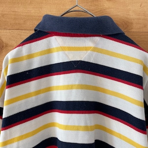 【Tommy Hilfiger】90s ジャマイカ製 ポロシャツ ボーダー フラッグタグ 旧タグ トミーヒルフィガー Lサイズ US古着 アメリカ古着