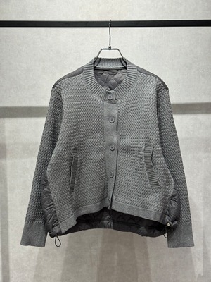 cable knit&quilting cardigan