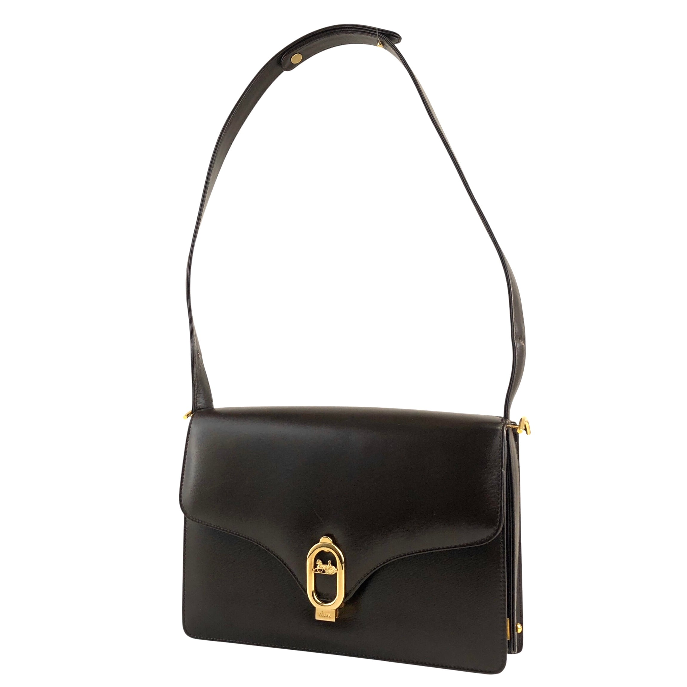 CELINE セリーヌ ショルダーバッグ ブラウン 馬車 レザー vintage