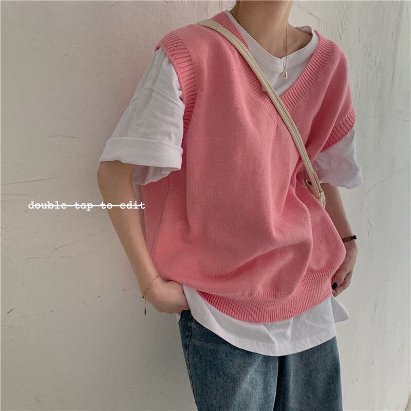 レイジースタイルのすべてのマッチニットセーターベストの女性のバージョン2020年初秋の新しいスタッキングネット赤いベストトップ クレセントシティ44204811482