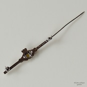 アンティークジュエリー シルバー935 天然サーペンティン 天然マーカサイト クラダモチーフ バーブローチ(ソーティングメモ付)