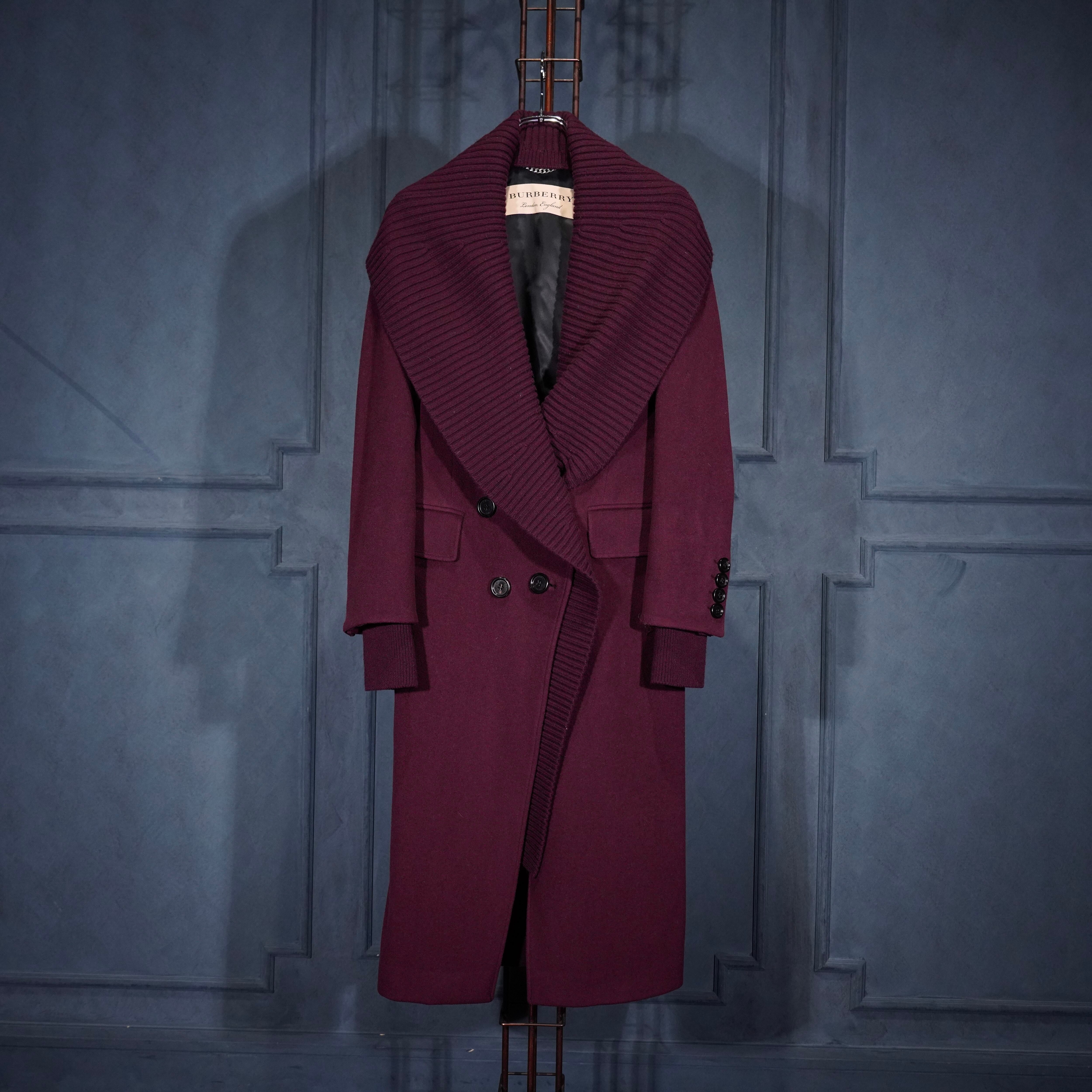 BURBERRY LONDON ENGLAND Cairndale KNIT TRIM CASHMERE COAT