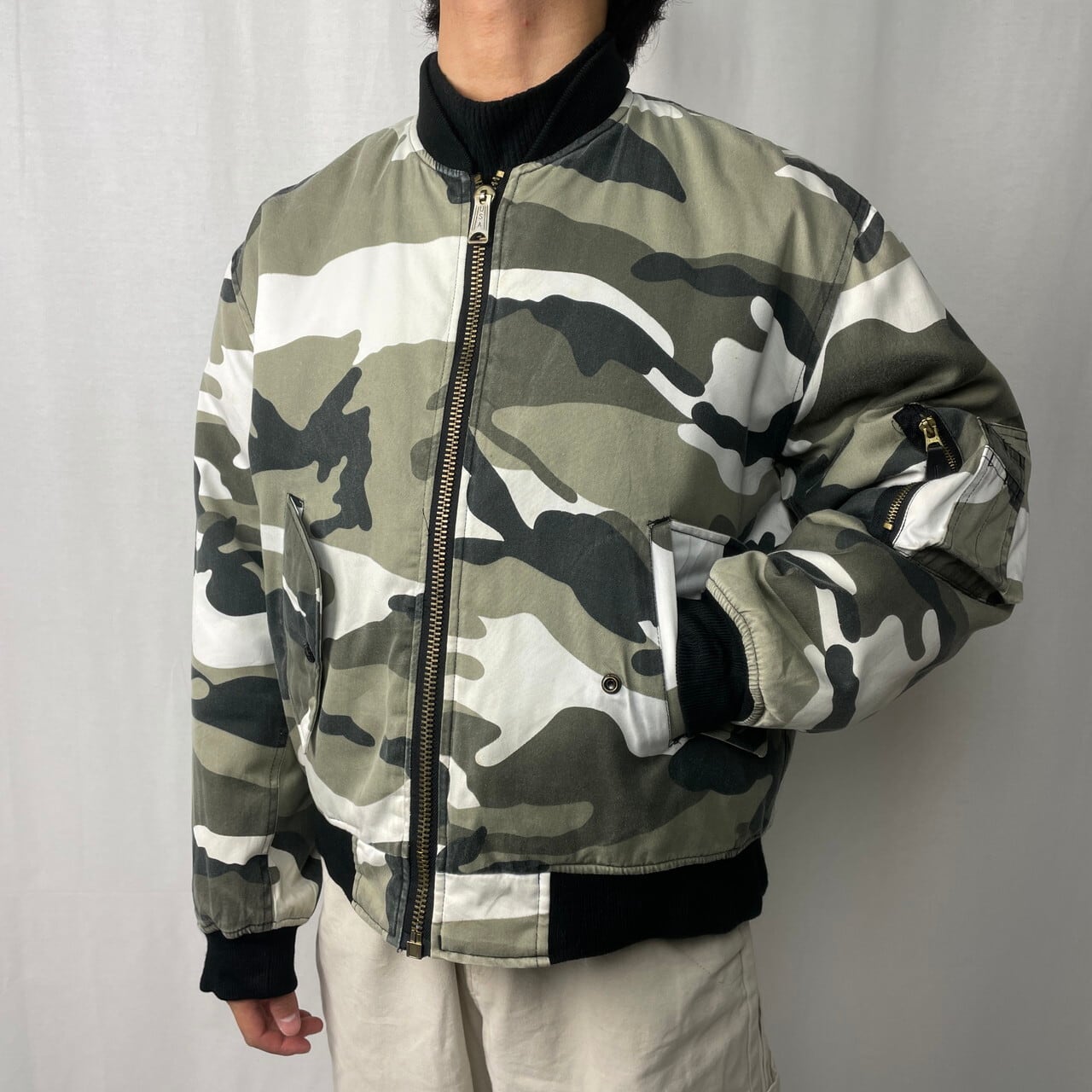 Fostex garments MA-1 ネイビー 中綿 フライトジャケット袖丈約61cm