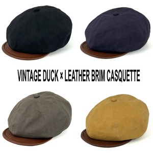 VINTAGE DUCK × LEATHER BRIM CASQUETTE