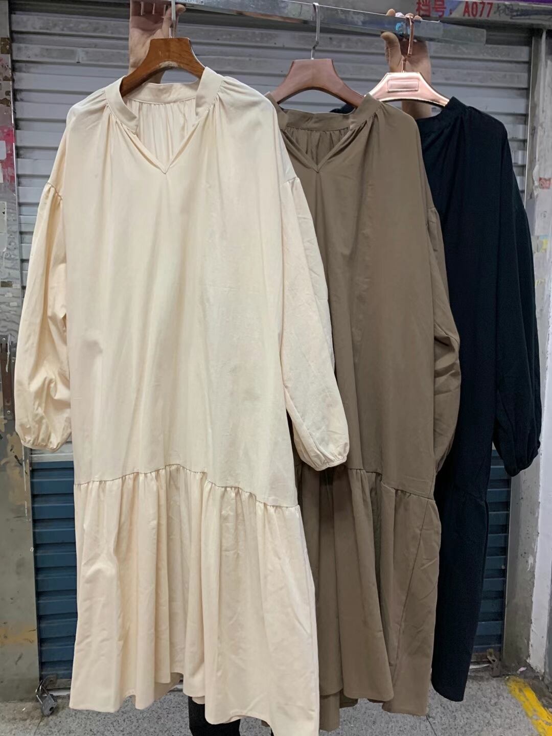 リネンブレンド切り替えワンピース　AJ22262-6838