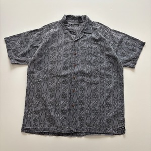 -USED- BOTANICAL OPEN COLLAR SHIRTS -CHARCOAL GREY- [XL]
