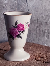 中国製造/ヴィンテージ薔薇柄ゴブレット