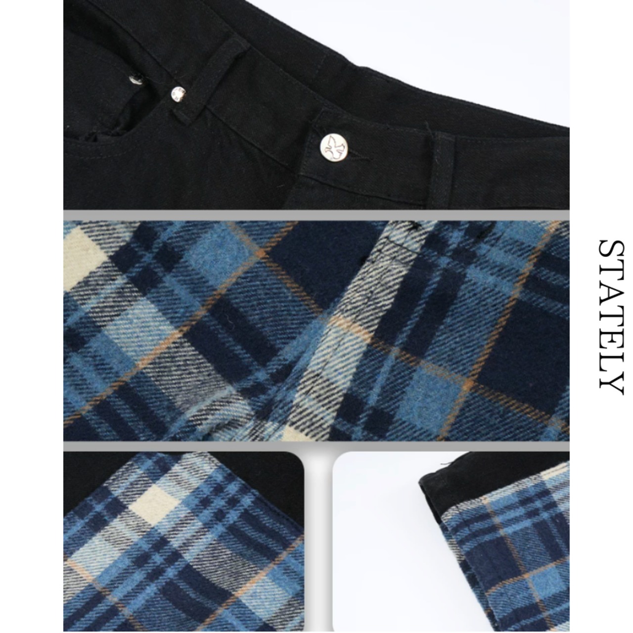 Plaid Block ワイドデニムパンツ_B214・画像6