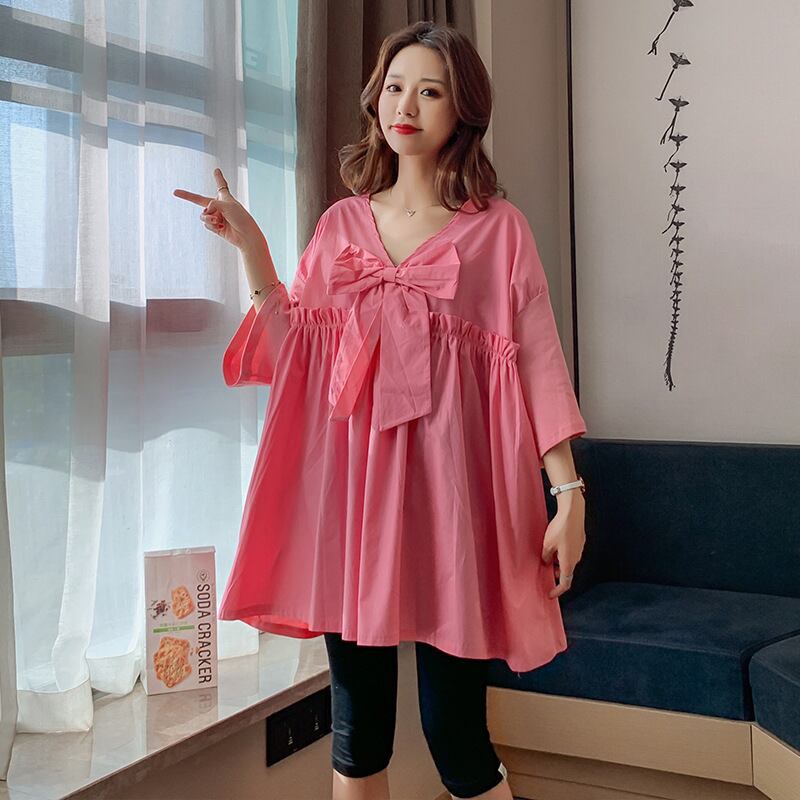 【新作】【送料無料】 マタニティウェア2020夏の新しいファッション漫画両面ドレス、トレンディな母親のミドル丈、年齢を減らすマタニティドレス-アリババ サマー 夏物 expec292902088488