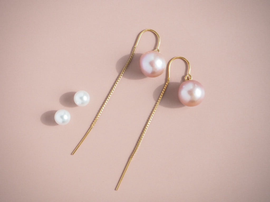 25P-8】ピンク淡水パールのアメリカンピアス | objet sayoko Accessories