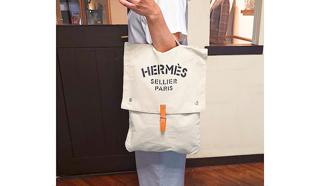 ヴィンテージ HERMES エルメス バギーバゲッジ バッグ ハンドバッグ ヘリンボーン キャンバス ナチュラル アイボリー A4収納可能