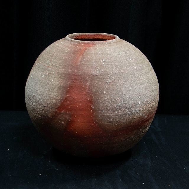 m-0052信楽焼き焼き締め緋色丸壺 | 陶器製造販売のFoo