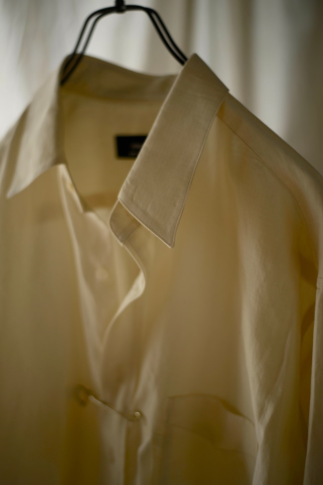 ensou. / silk linen rip stop ribbon shirt(écru)