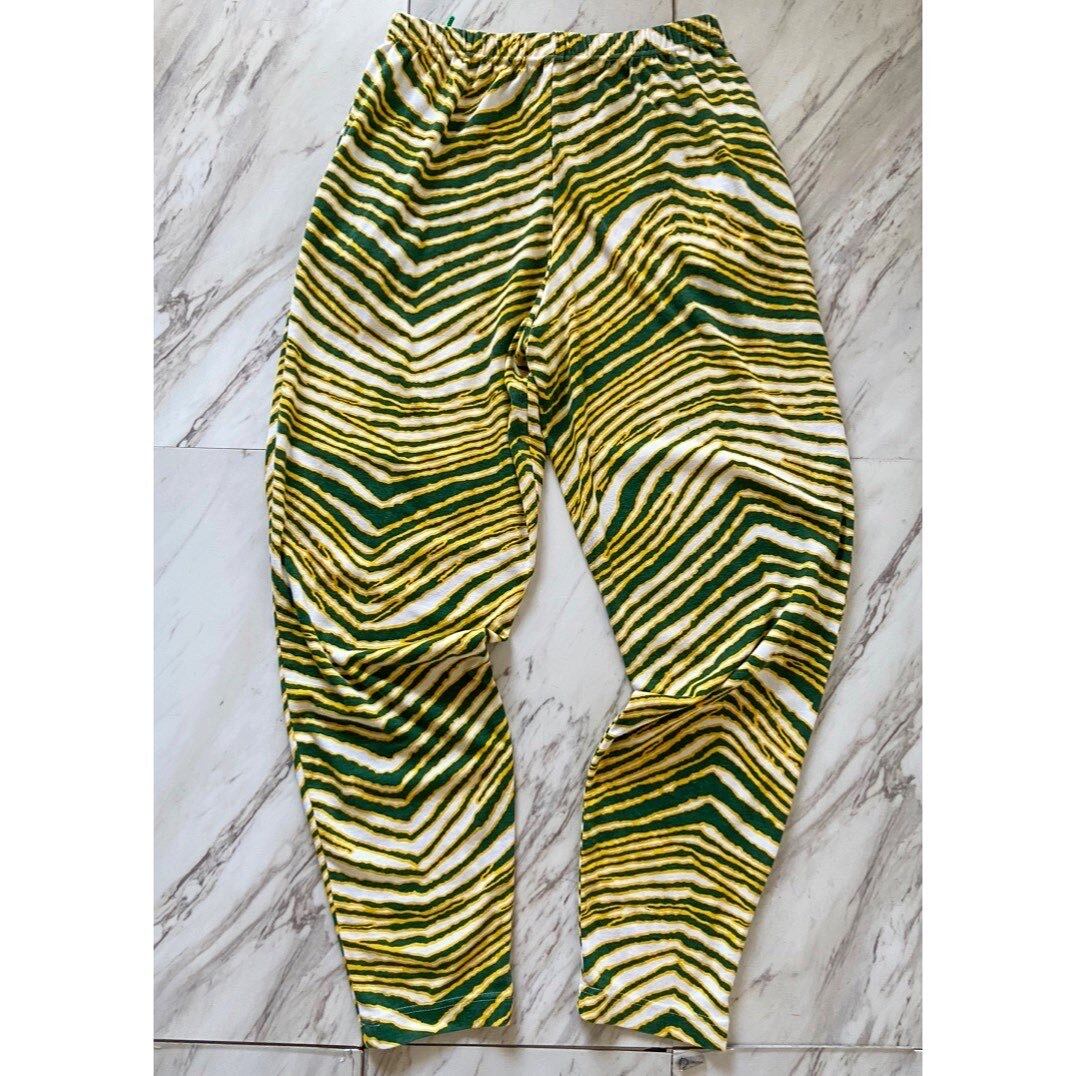 90s made in usa ZUBAZ white yellow green zebra stripe cotton wide ...