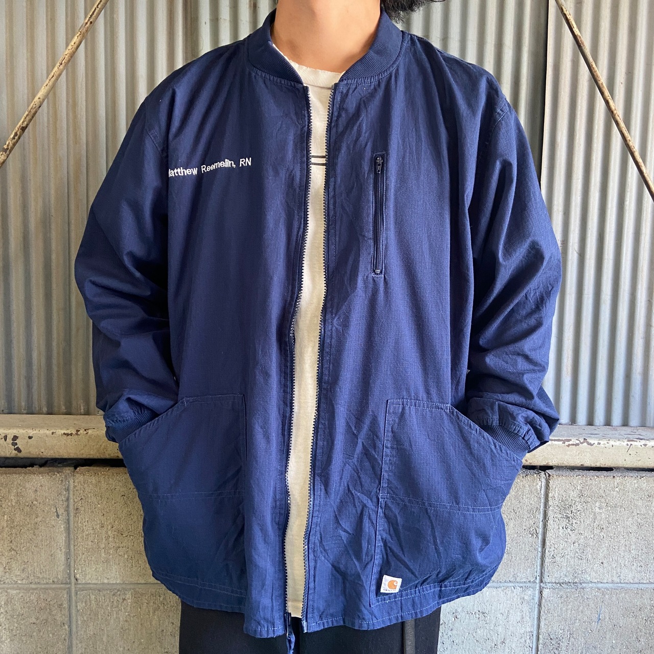 古着 Carhartt ワークジャケット ブルゾン カーハート 企業ロゴ