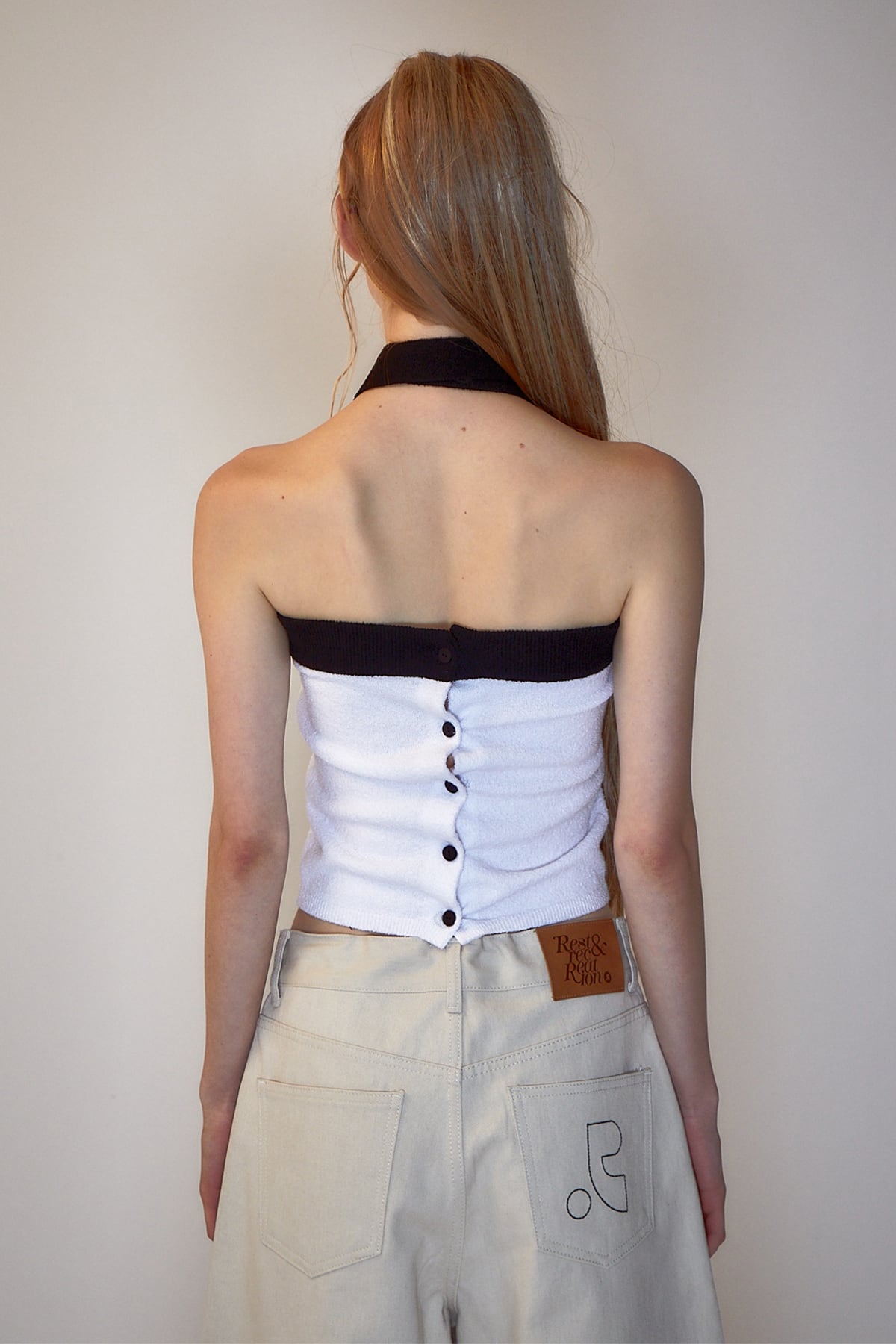 rest & recreation] RR LOGO KNIT TUBE TOP - WHITE 正規韓国ブランド