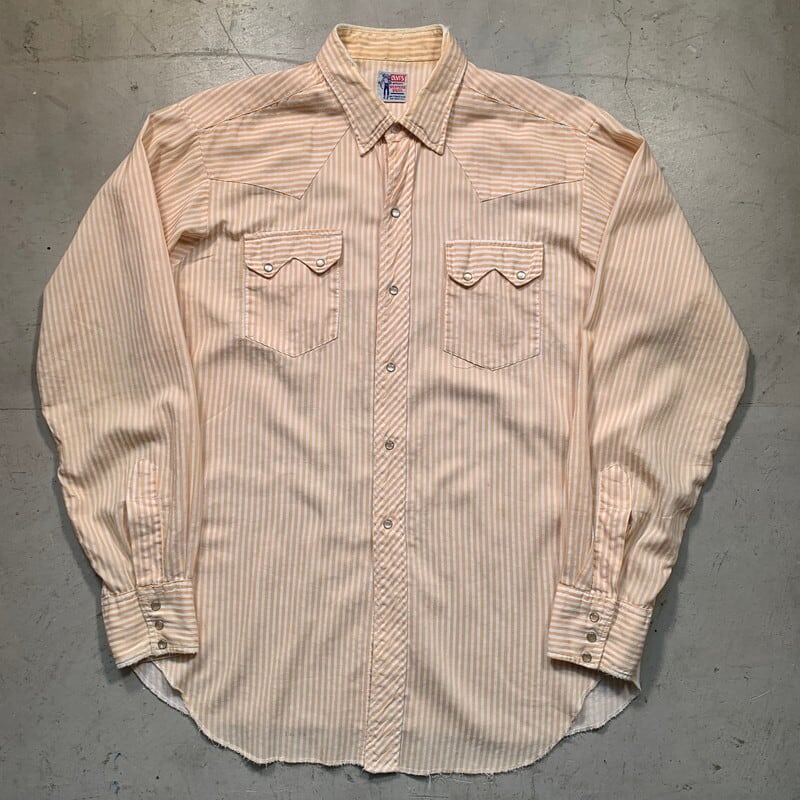 60's LEVI'S AUTHENTIC WESTERN WEAR リーバイス サドルマン ストライプウェスタンシャツ ソートゥース アプリコット  コットン カウボーイ L位 希少 ヴィンテージ BA-1492 RM1861H | agito vintage powered by BASE