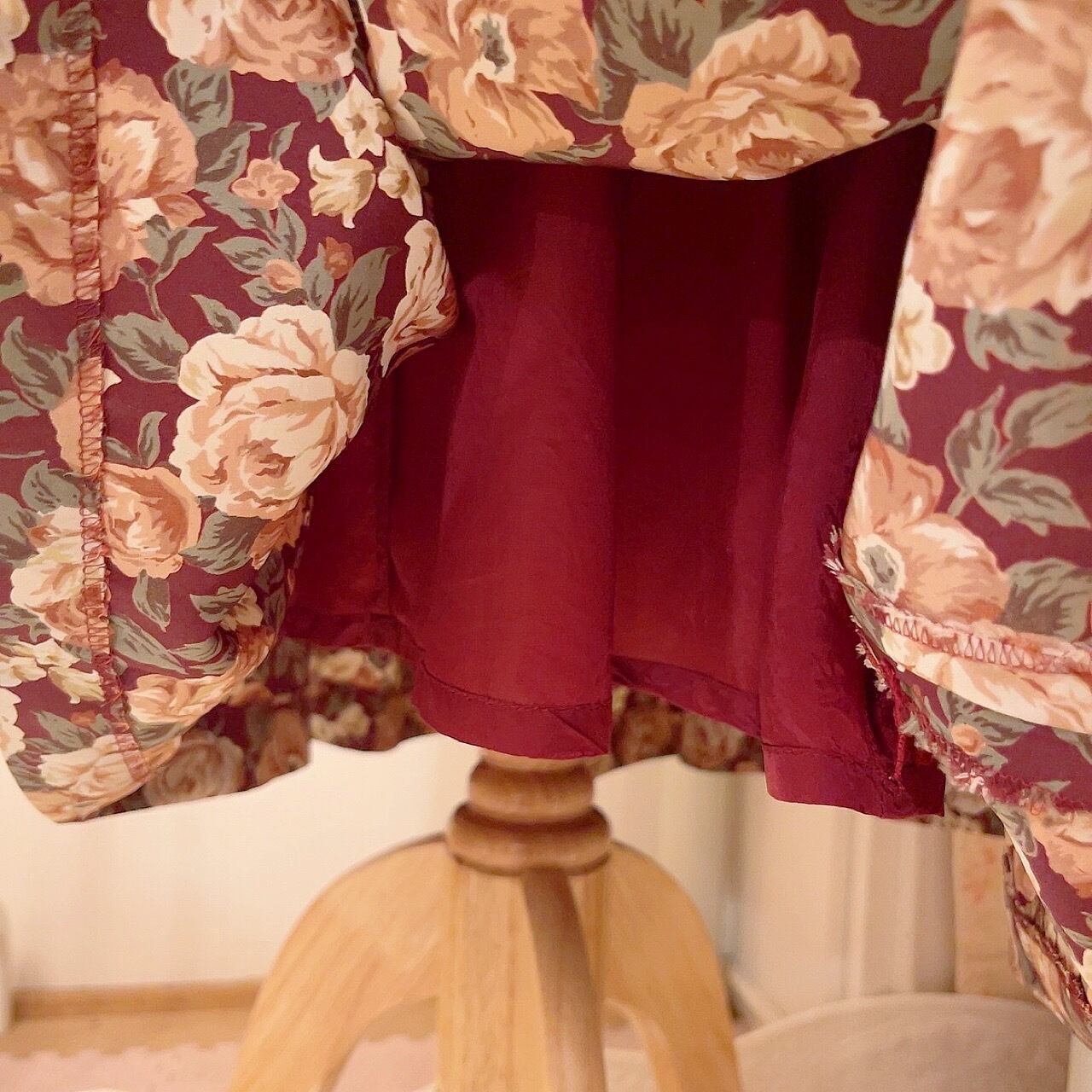 brown rose blouse & skirt set up