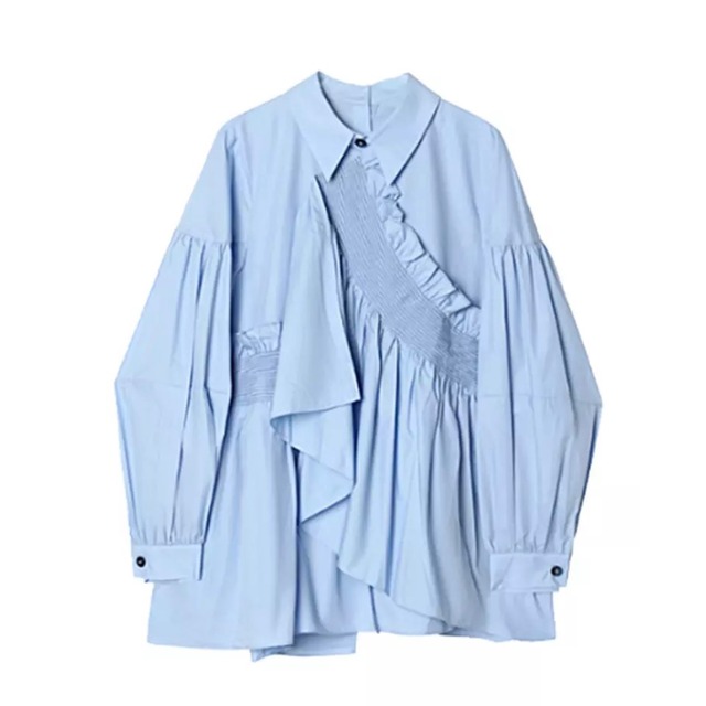 アシンメトリーフリルシャツ