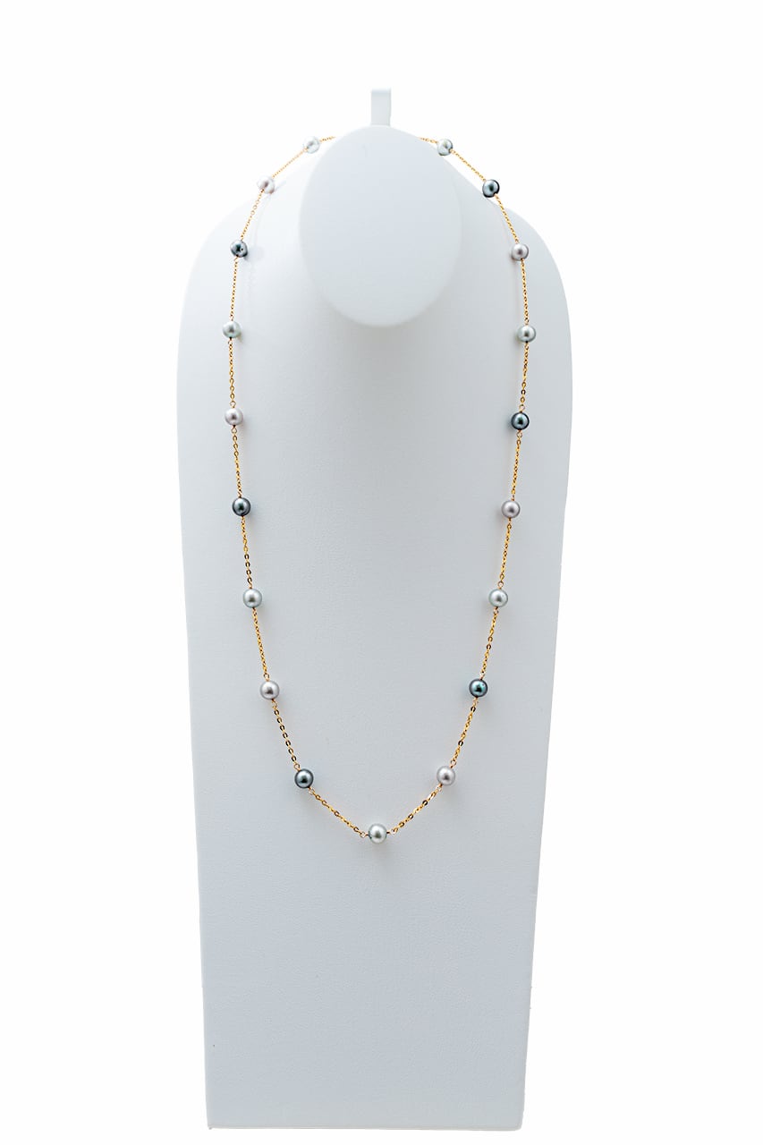 グレー淡水パール ステーションネックレス グレーカラー淡水パール ステーションネックレス | Precious Link