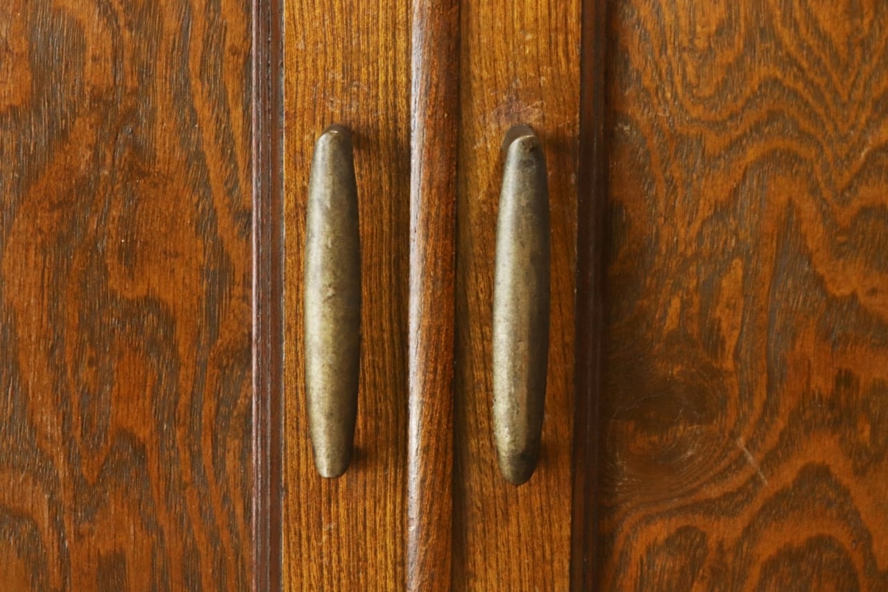 レトロ キャビネット 戸棚 本箱 収納 ラック 引き出し 抽斗 2杯 木製