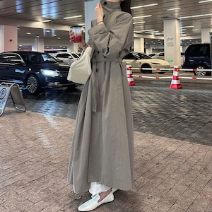 スタンドカラーロング丈ダブルブレストコート 01054