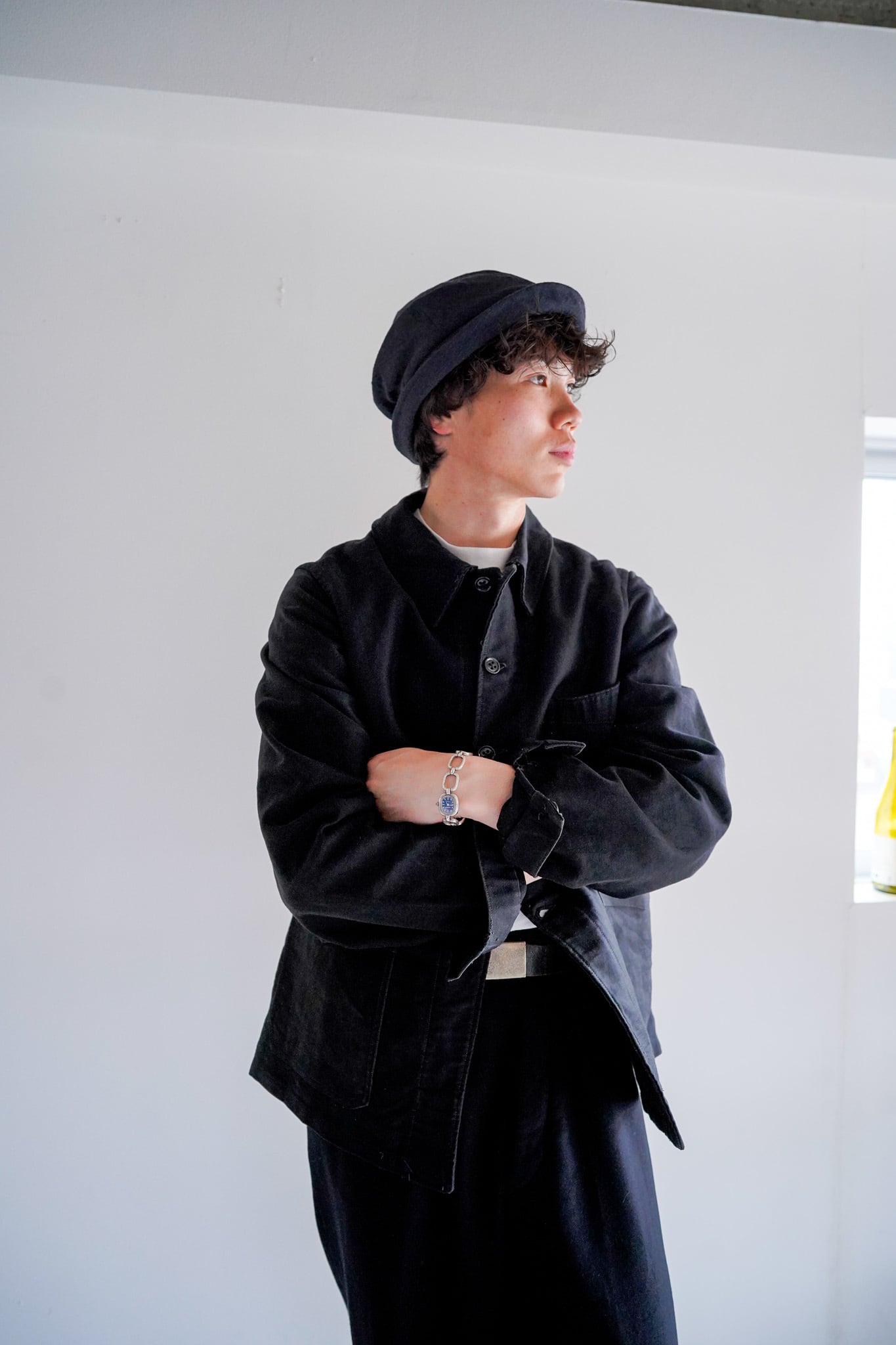 【1930s】"Unusual & V-Pocket" Lightweight Black Moleskin French Work IKT / 6-52