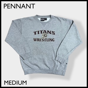 【PENNANT】レスリング TITANS WRESTLING ロゴ プリント スウェット トレーナー プルオーバー M グレー US古着