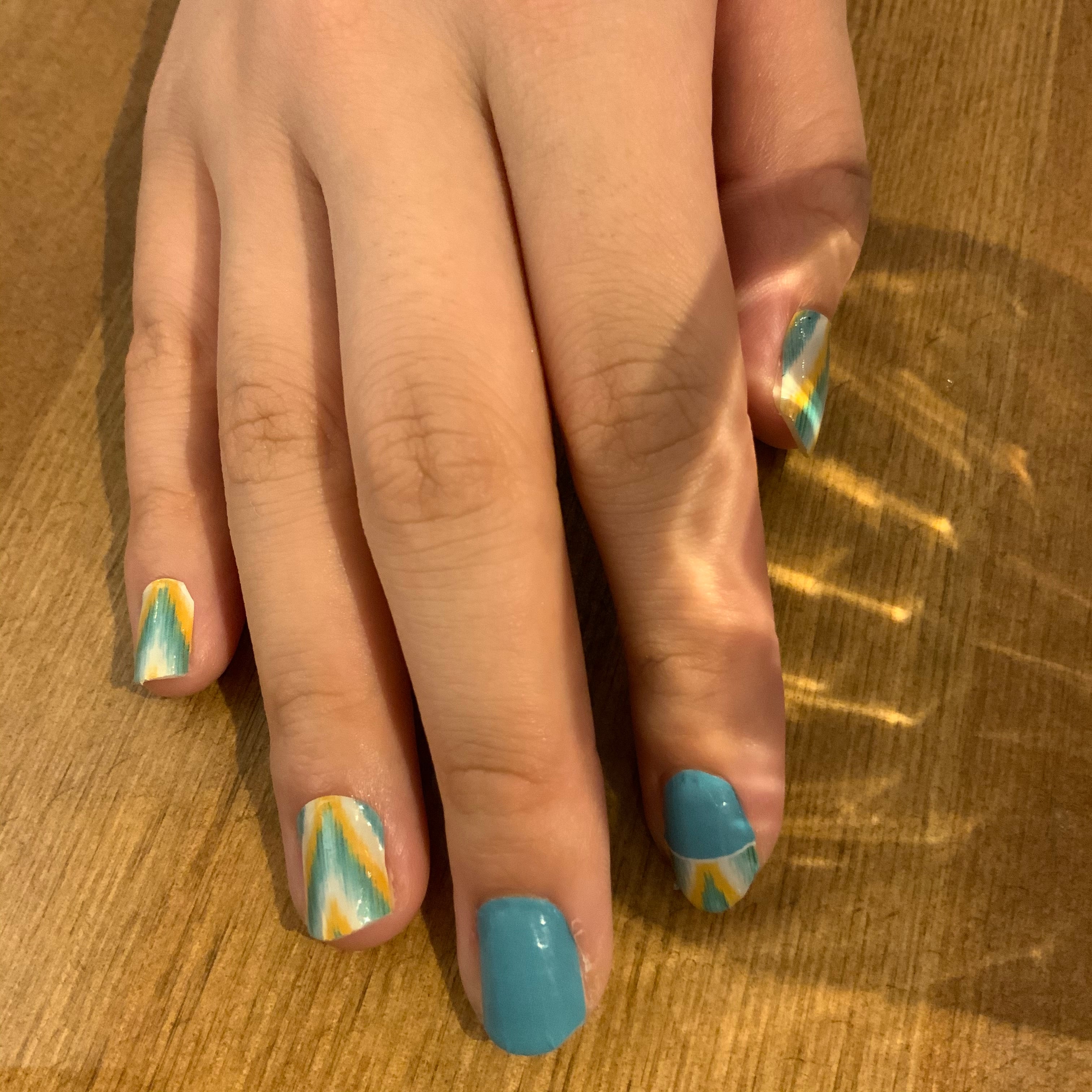ウズベキスタンのアトラス柄ネイルシール14枚(ブルー) | Pay ID