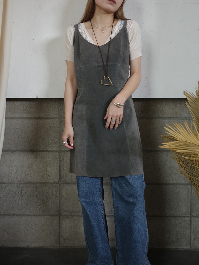 <vintage>gray suede tunic