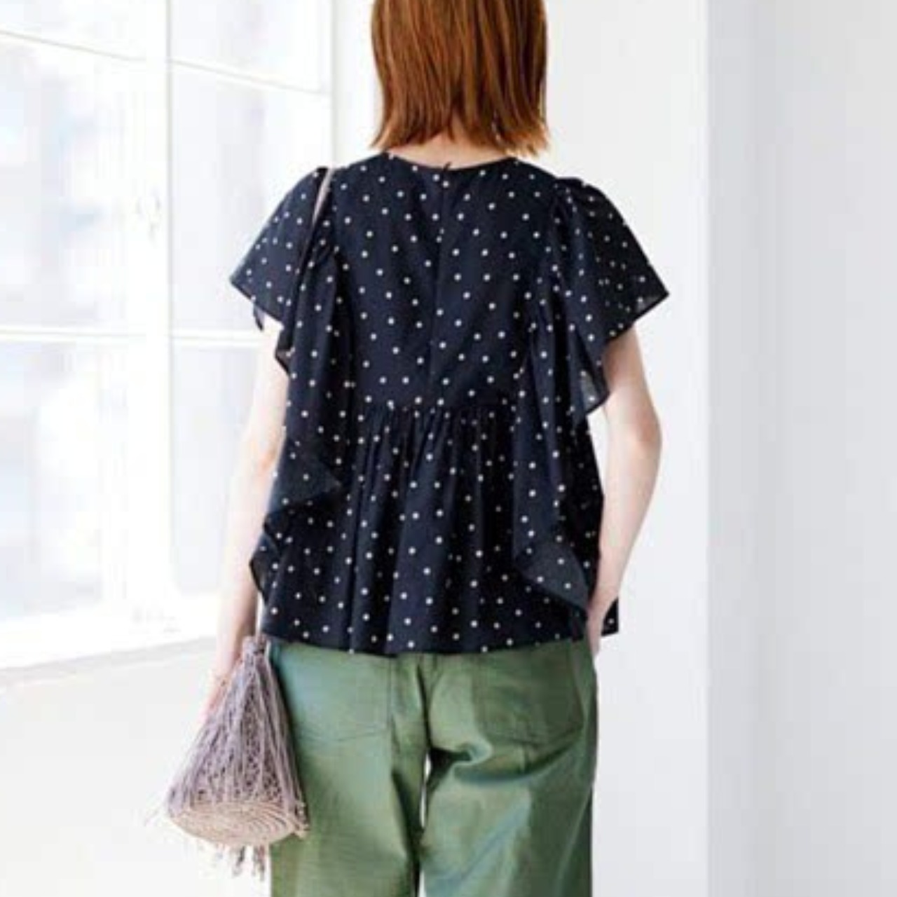 フリルスリーブ ドット柄 ブラウス 全2色 00070