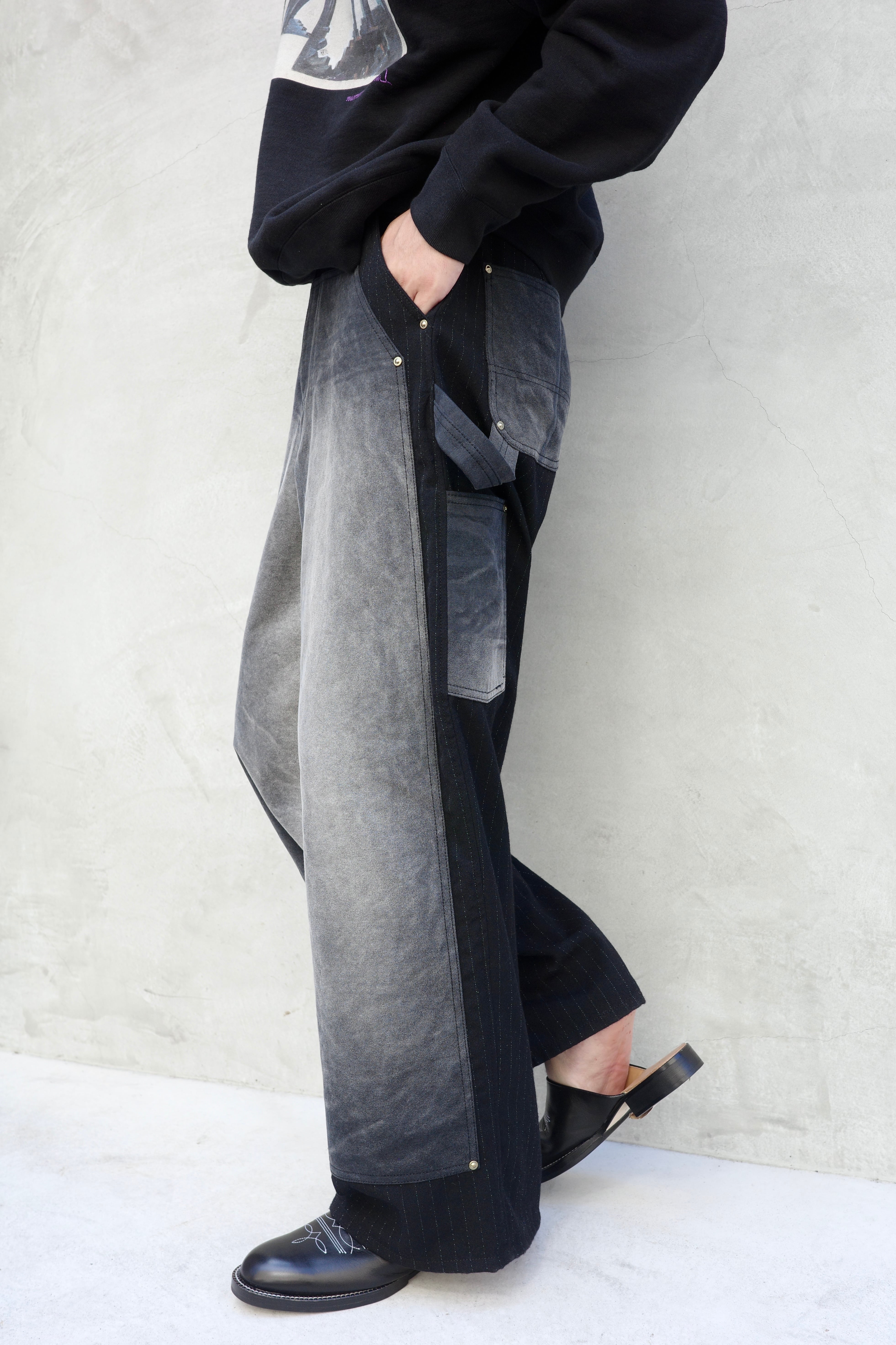 KHOKI【Vintage-effect work pants -Black-】