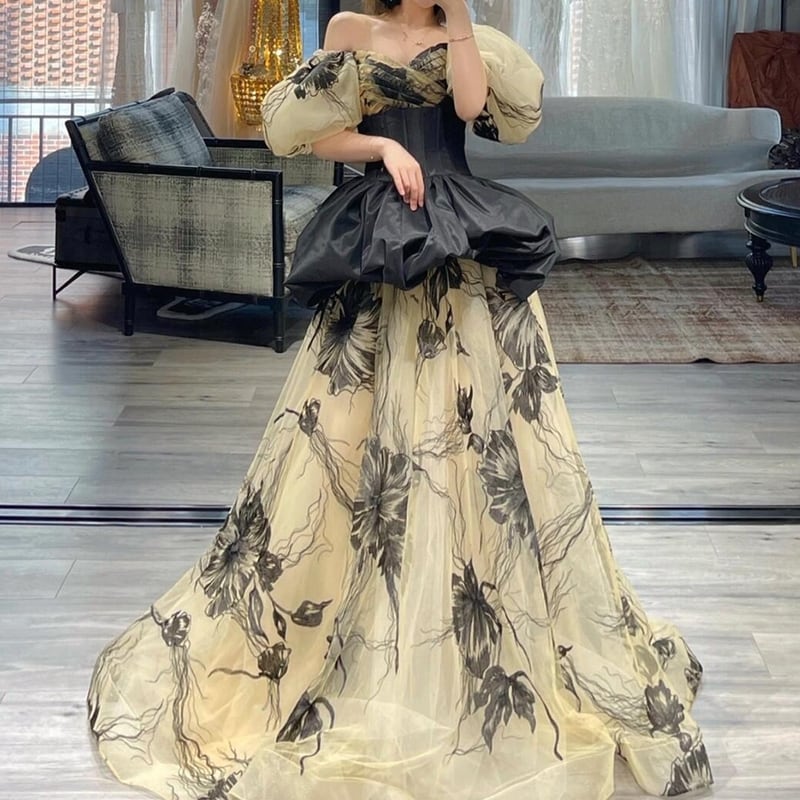 フラワーチュールオフショルドレス D0404 | La Charme