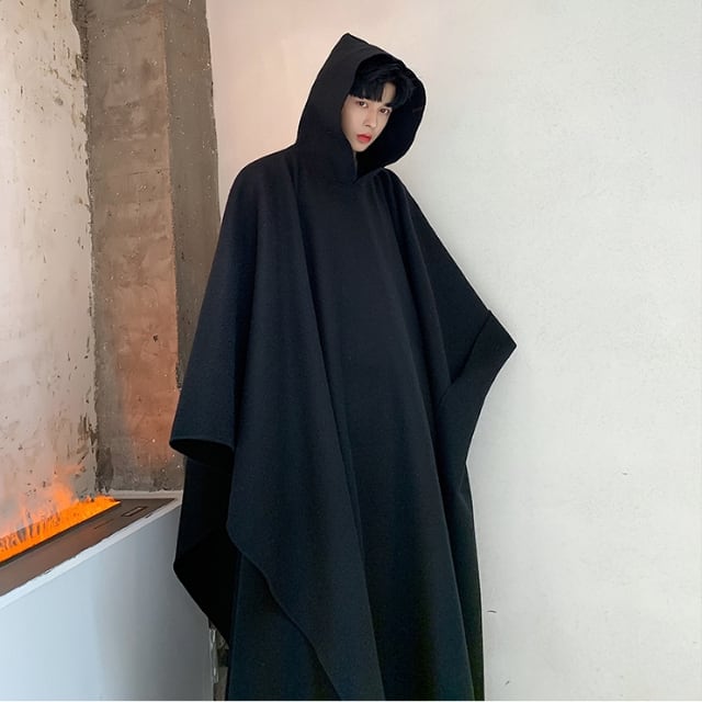 予約販売】コート ポンチョ アウター マント ロング丈 シンプル フード