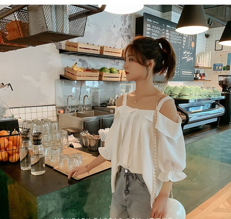 トップス シャツ ブラウス カットソー オフショルダー ストラップ