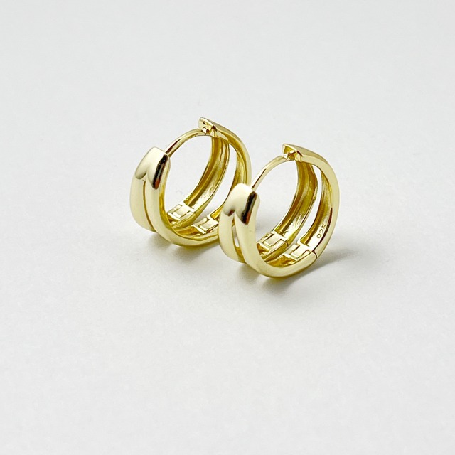 【再入荷】Gold Coating カチッと ダブルフープ ピアス
