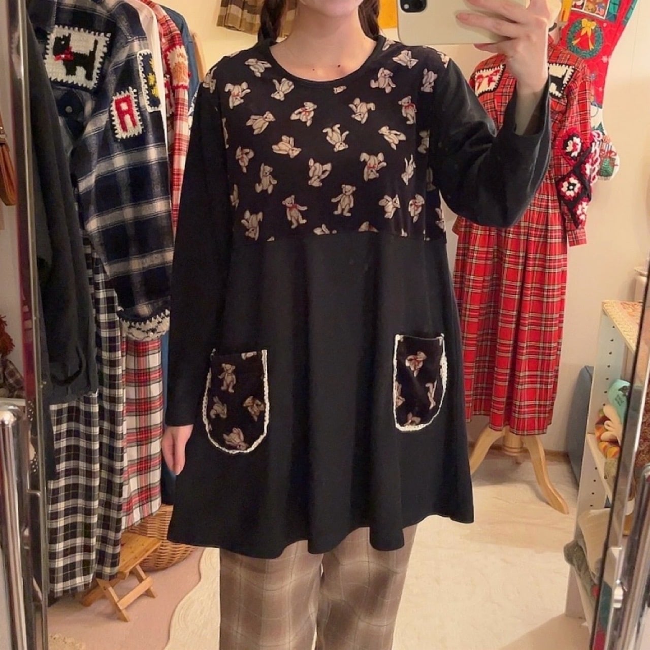 velours bear lale pocket tunic