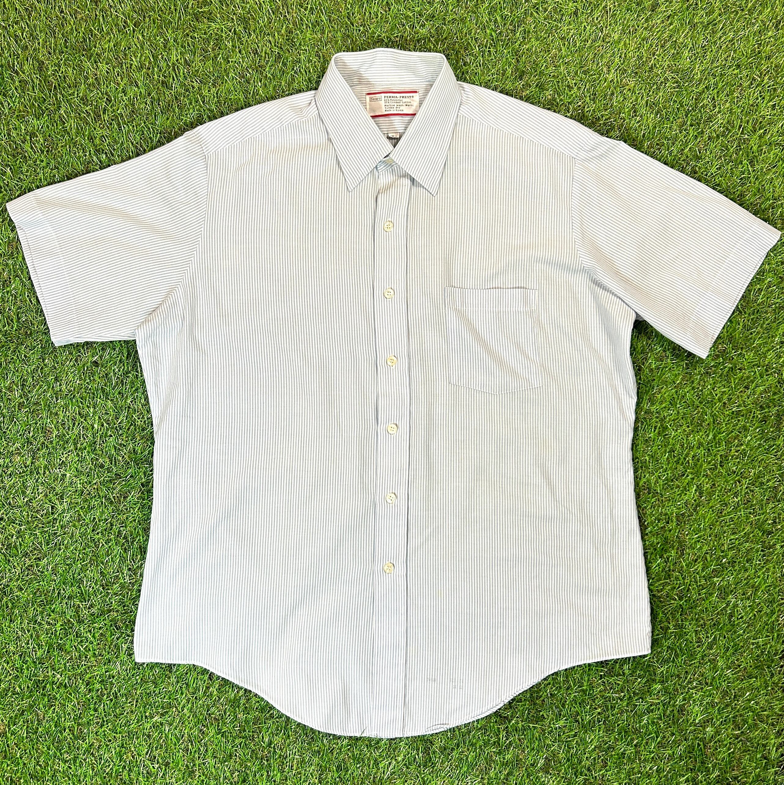 詰替え 古着 ビンテージ ストライプシアーズシャツ 日本製 70s Sears