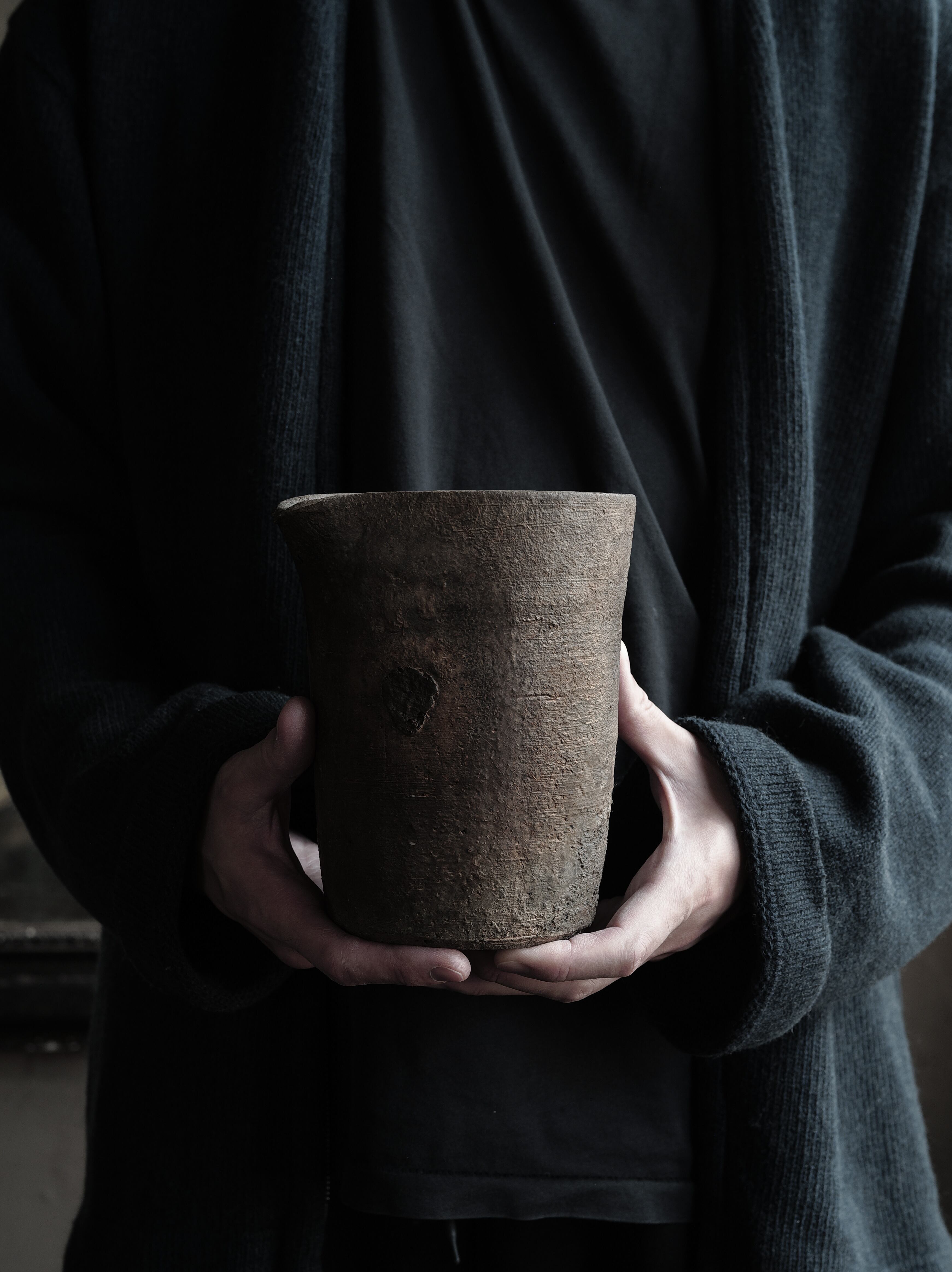 炭化窯変筒片口 7 tamiya aki