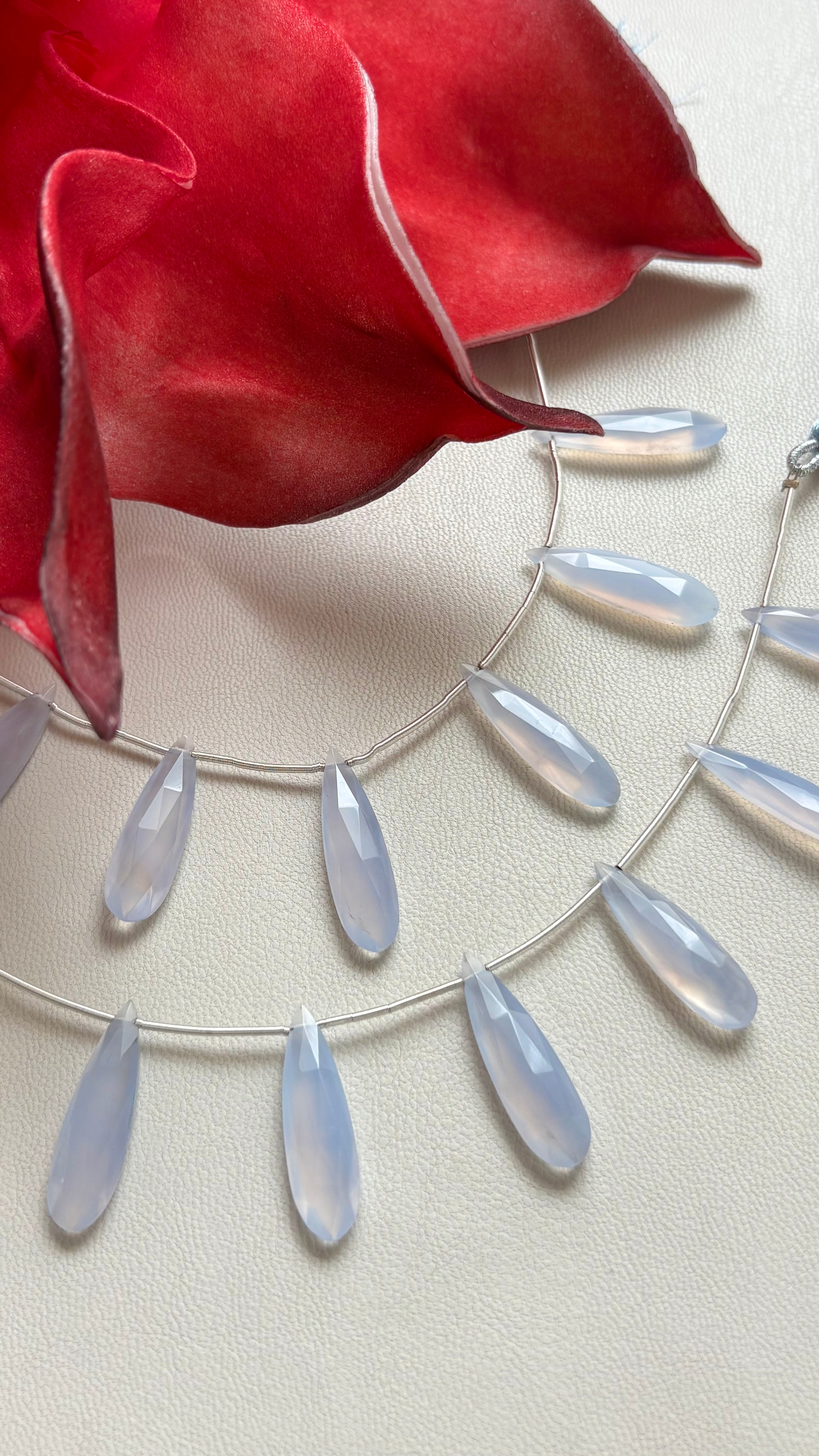 Blue Chalcedony Long Briolette Cut / ブルーカルセドニー ロングブリオレットカット