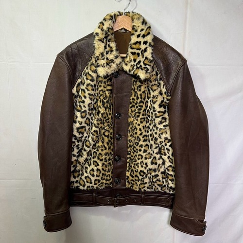 Vintage Leather Grizzly Jacket 再構築 熊ジャン オワジャン ヴィンテージ グリズリージャケット レザー ムートン 40s 50s ライダース 豹柄 レオパード 42