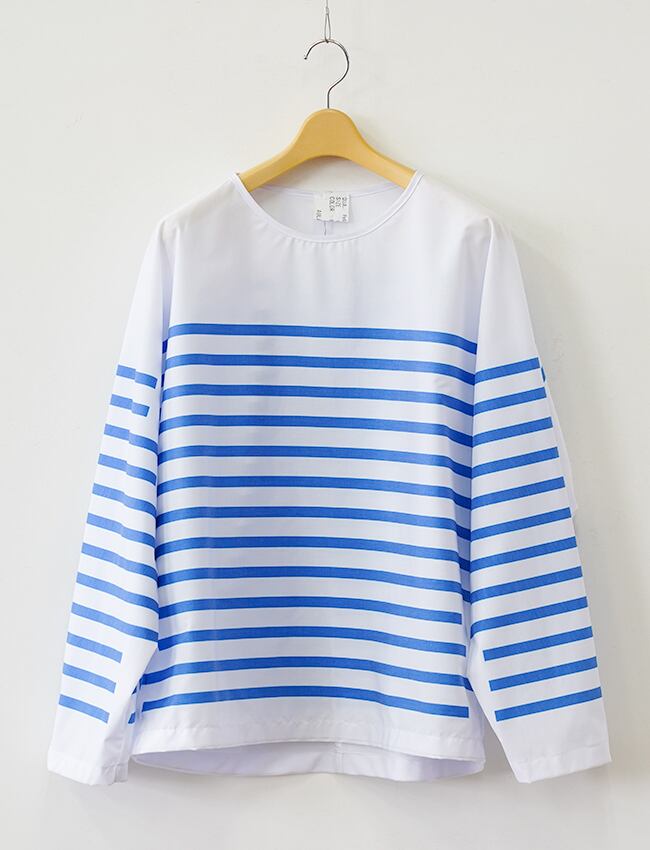 aulico : LONG SLEEVE BORDER TEE SHIRT / BLUE
